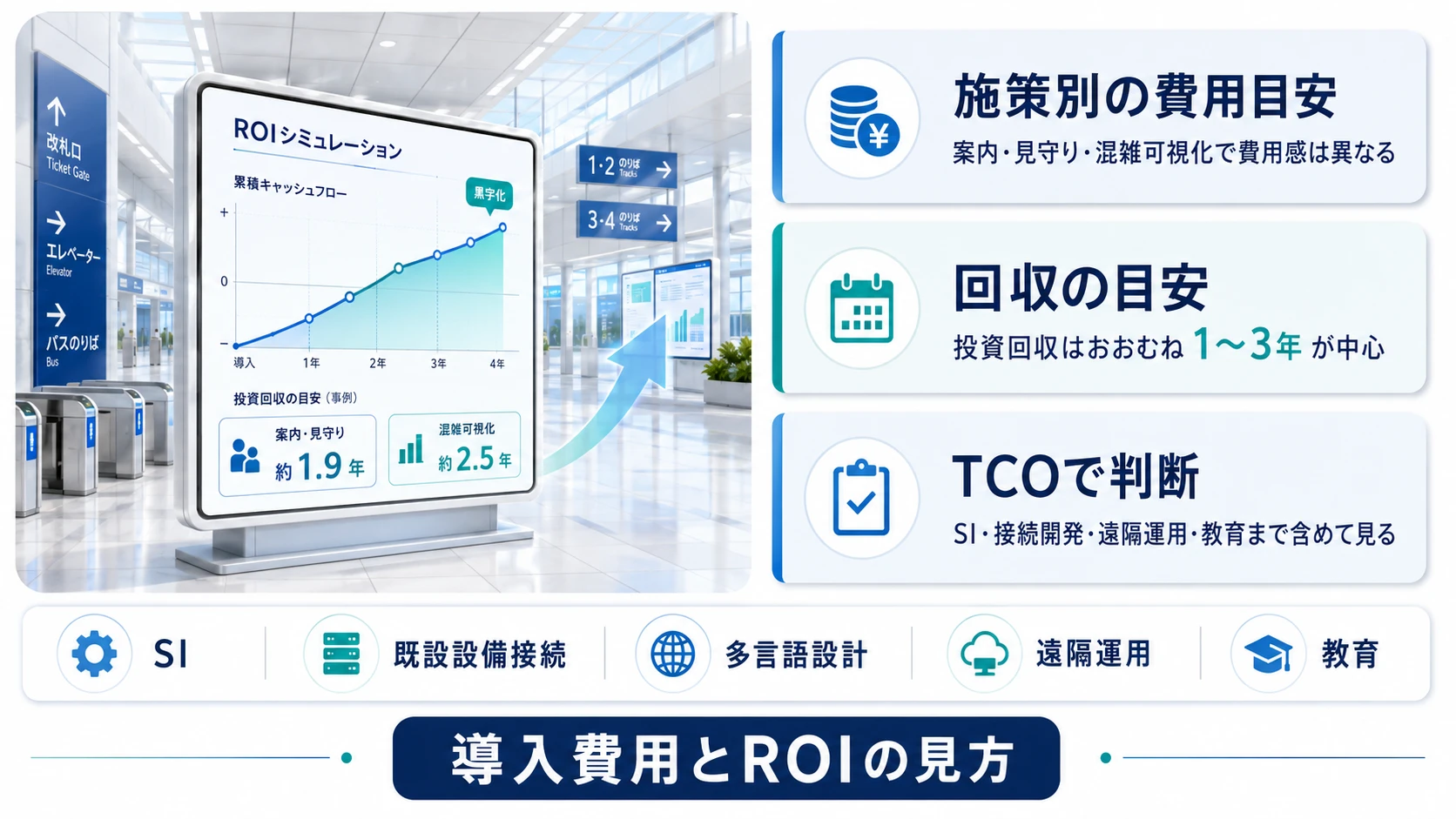 駅AI活用の導入費用と費用対効果(ROI)