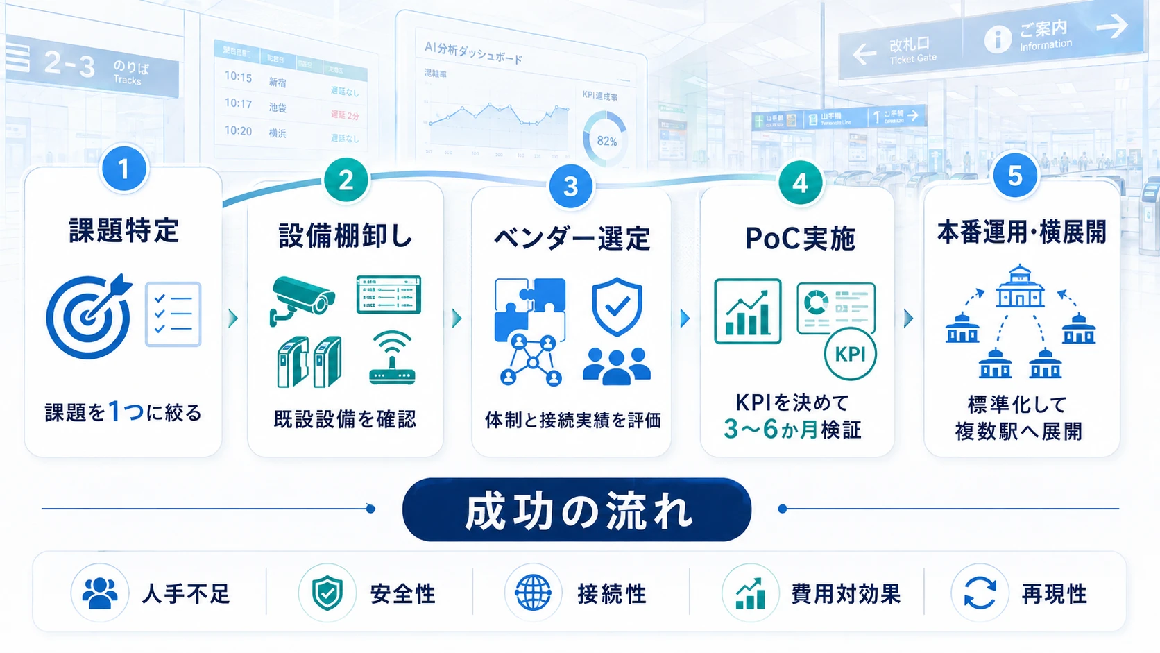 駅にAIを導入するステップ