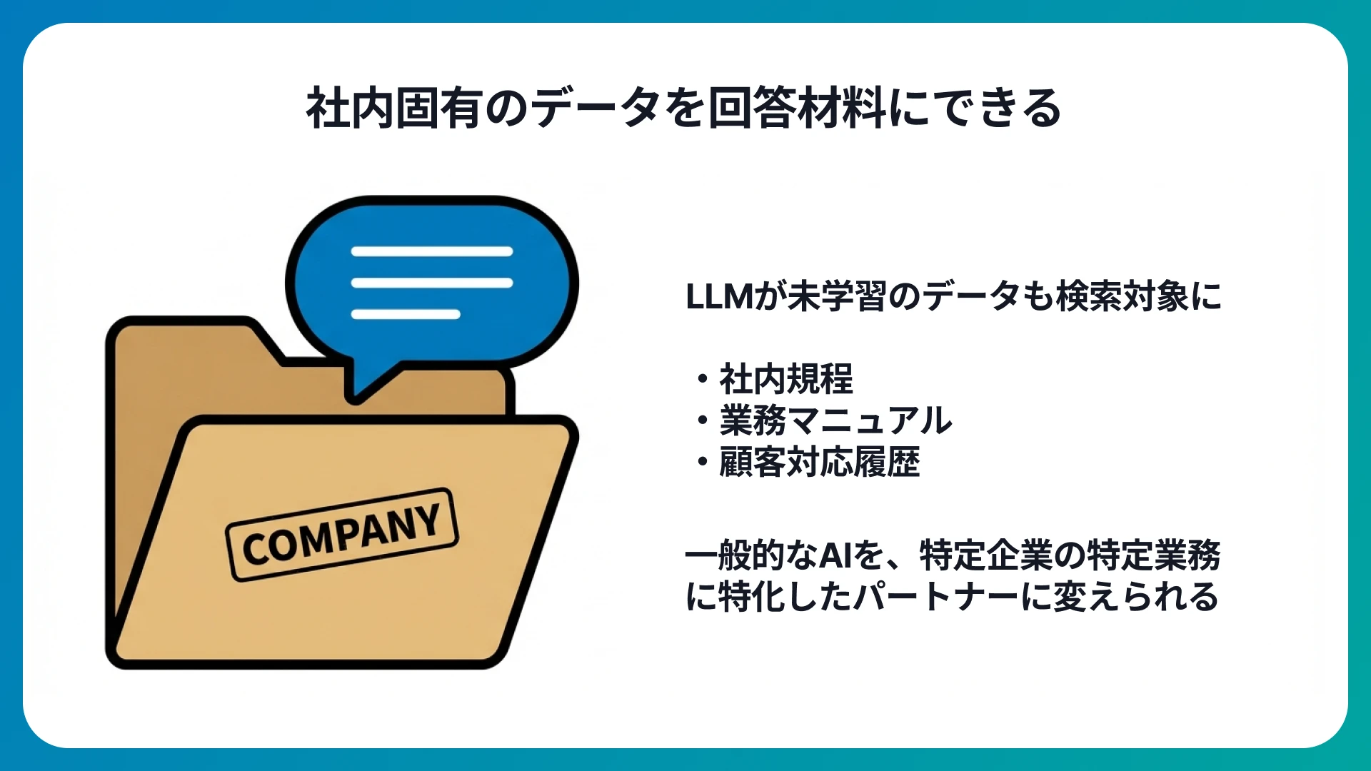 社内固有のデータを回答材料にできる