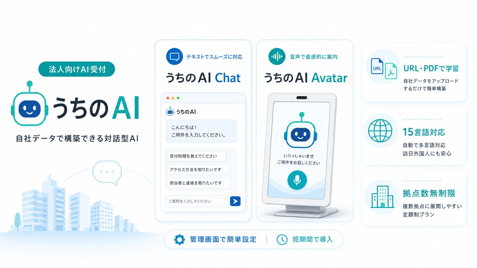 受付業務のAI活用なら対話型AIエージェント『うちのAI』